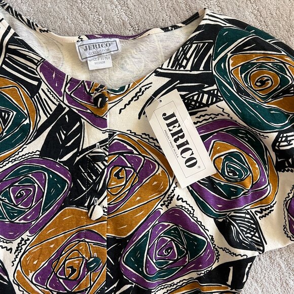 90's NWT Jerico Women's Crop Blouse - Size Medium - Abstract Print - Picture 3 of 10